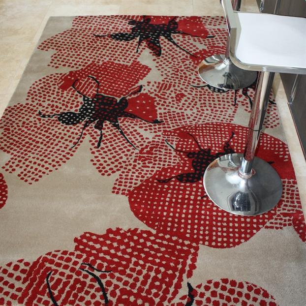 red asian inspired rug floral blossom custom designer